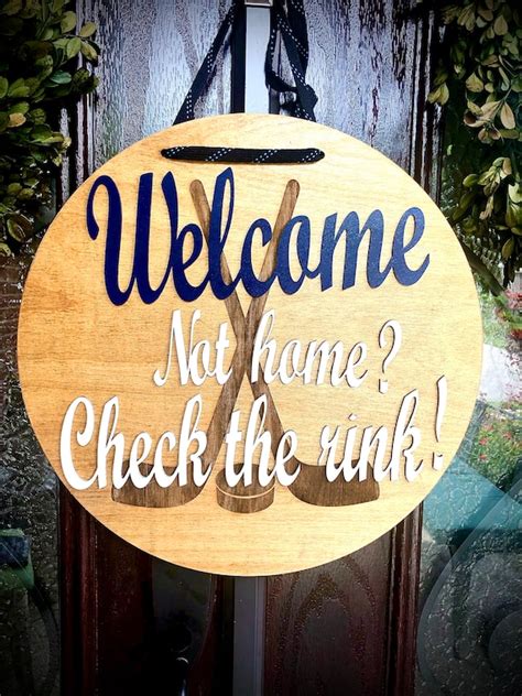 Hockey Welcome Sign Welcome Not Home Check The Rink Etsy Canada