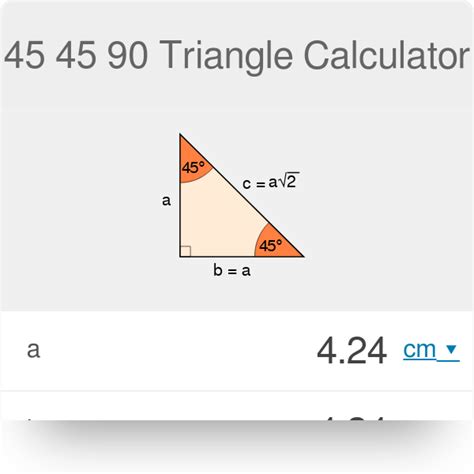 45 45 90 Triangle Calculator