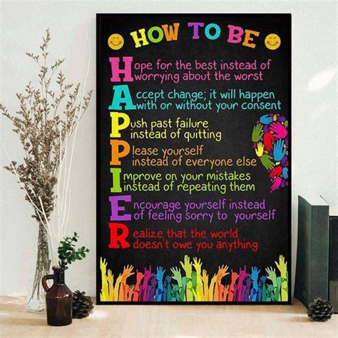 How To Be Happier Poster Hanging Poster Inspirational Poster