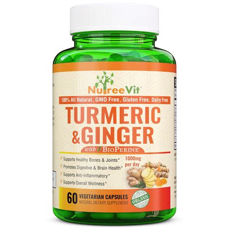 NutreeVit 100 Organic Turmeric Curcumin With BioPerine Ginger 95