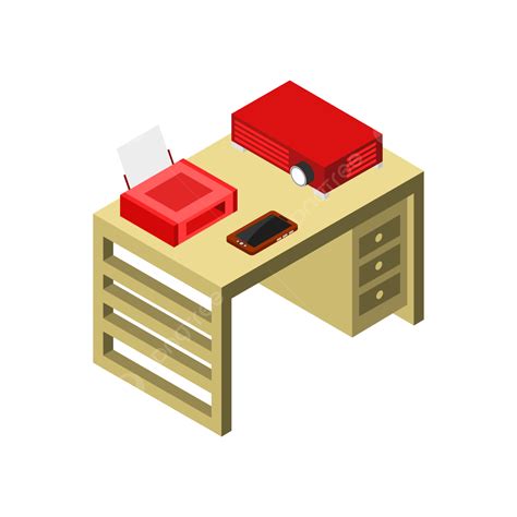 Isometric Office Desk Vector Art Png Isometric Office Desk With