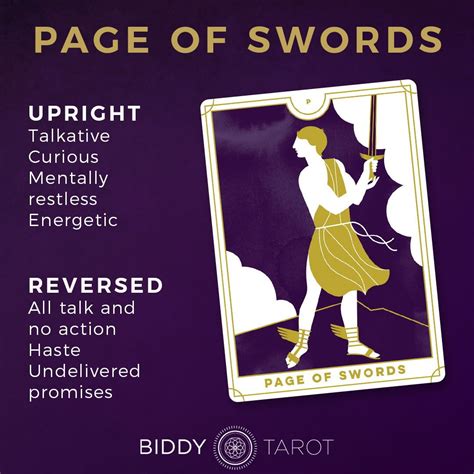 These cards can guide you in love, and help you grow through understanding and processing your highest and lowest feelings. Learn the Tarot card meanings with Biddy Tarot | Page of Swords | Minor Arcana | Everyday Tarot ...