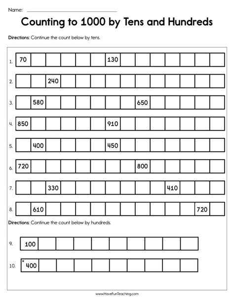 Counting By Tens Worksheet Printable