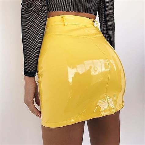 Image Of Yellow Pvc Skirt