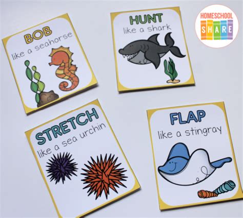 Ocean Animal Movement Cards Homeschool Share