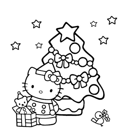 Dibujos para Colorear de Hello Kitty de Navidad - Pásalo
