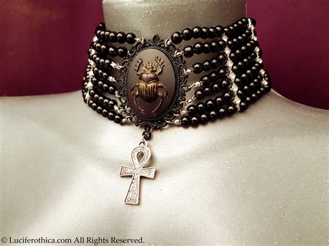 Egyptian Scarab Ankh Choker