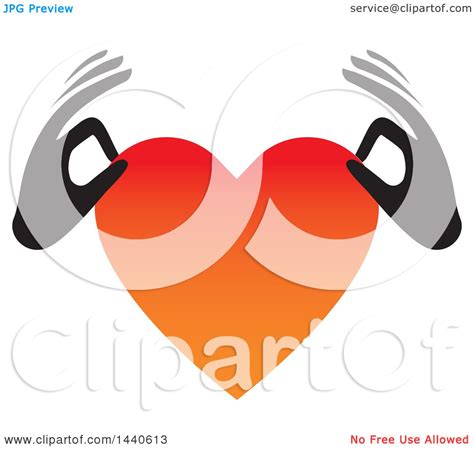 Clipart Of Black Hands Holding A Love Heart Royalty Free Vector