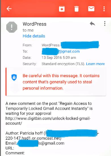 Gmail Warning Be Careful With This Message Content Steal Information