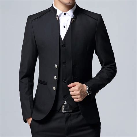 Black Formal Suit Men Blazer Jackets And Pants Fashion Business Mens