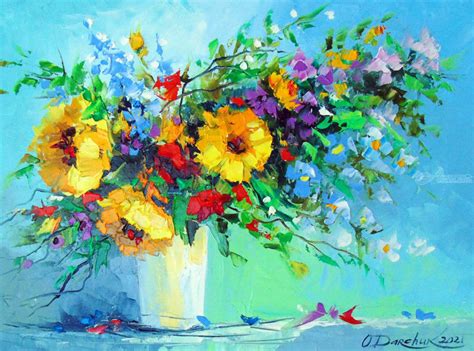 Bouquet Of Summer Flowers Paintings By Olha Darchuk