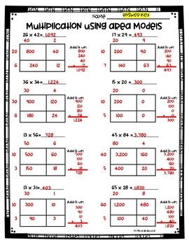 Use multiplication with area models to understand how the standard algorithm for multiplication works. Area Model Multiplication Worksheets (3.NBT.2 and 4.NBT.5) by Monica Abarca