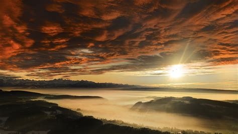 Sunset Sunrise Clouds Fog Mountains Sun Wallpapers Hd Desktop