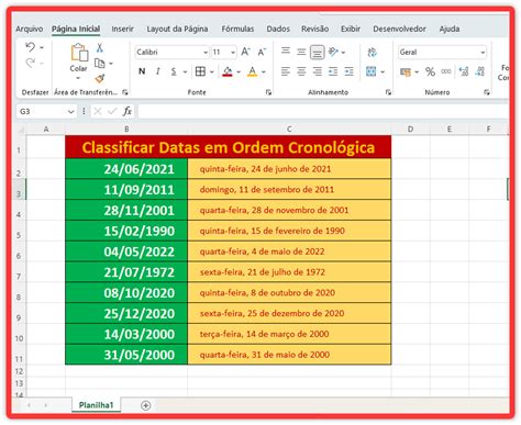 Como Classificar Datas em Ordem Cronológica no Excel