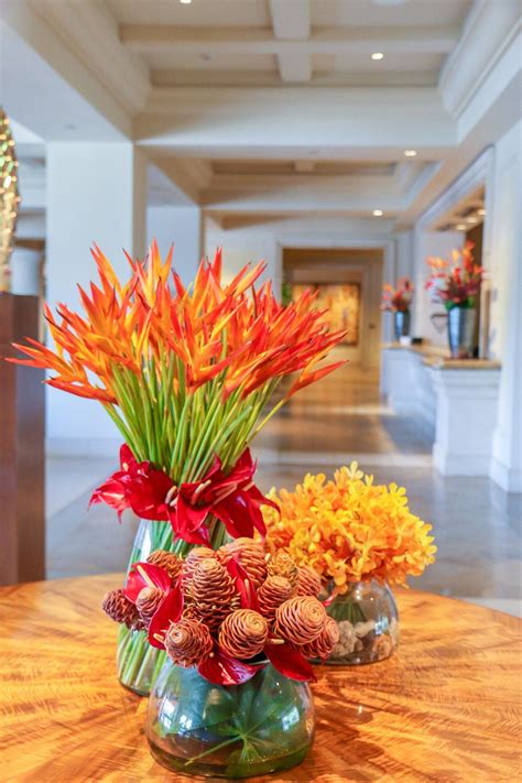 A Group Of Tropical Flower Arrangements At Four Seasons Resort Maui At Wailea Tropical Flower
