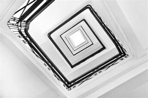 Square Staircase Perspective Black And White Stock Photo Download