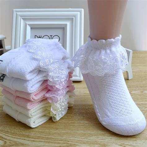 Thin Summer Baby Socks White Cotton Lace Ruffle Princess Mesh Baby Girl
