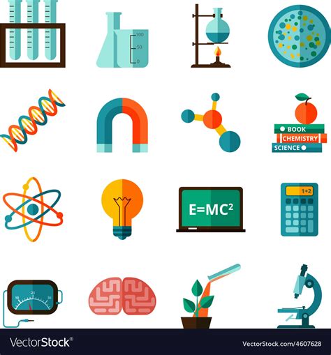 Science Icons Flat Icons Set Royalty Free Vector Image