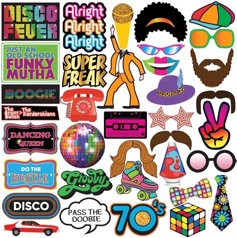 70s Disco Party Photo Booth Party Props 40 Pieces Funny 70s Disco