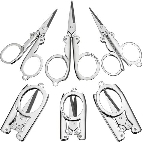 stainless steel folding scissors portable foldable travel scissors 6 pieces 3 sizes amazon
