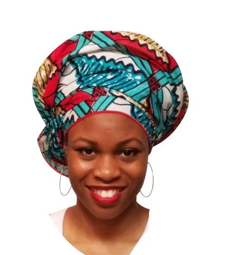 Red Turquoise African Print Ankara Head Wrap Tie Scarf One Size Cw12na07zfm African Head