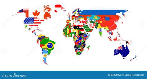 World Flag Map Isolated On White Stock Vector Illustration Of