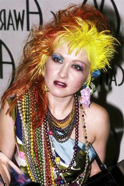 80 s cyndi lauper yellow hair orange hair 80s look cyndi lauper 80s outfit trends neon
