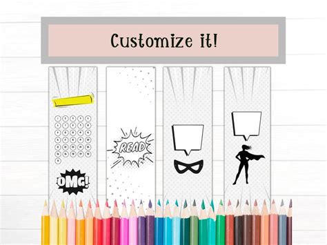 Superhero Bookmark For Kids Printable Bookmarks Bookmark Etsy