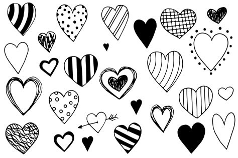 Doodle Hearts Clipart Set 27 Hand Drawn Elements 579957 Elements