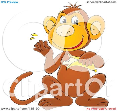 Royalty Free Rf Clipart Illustration Of A Cartoon Monkey Peeling A