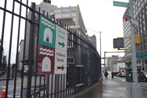 Lincoln And Holland Tunnel Sign Editorial Stock Photo Image Of