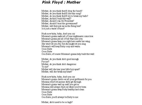 Pink Floyd Mother Lyrics