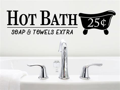 hot bath 25 cents soap and towels extra wall decal vinyl etsy