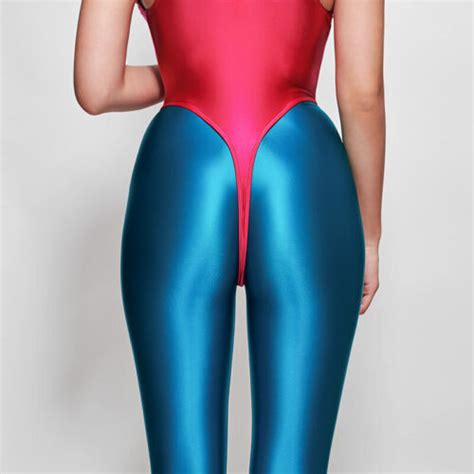 2021 New Leohex Women S T Back Sexy Spandex Swimsuit Glossy One Piece Swimwear Ebay