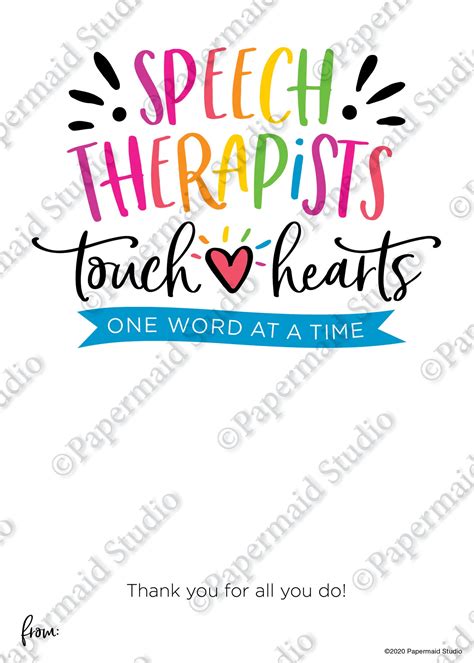 Printable Speech Therapist Thank You Card Teacher Etsy
