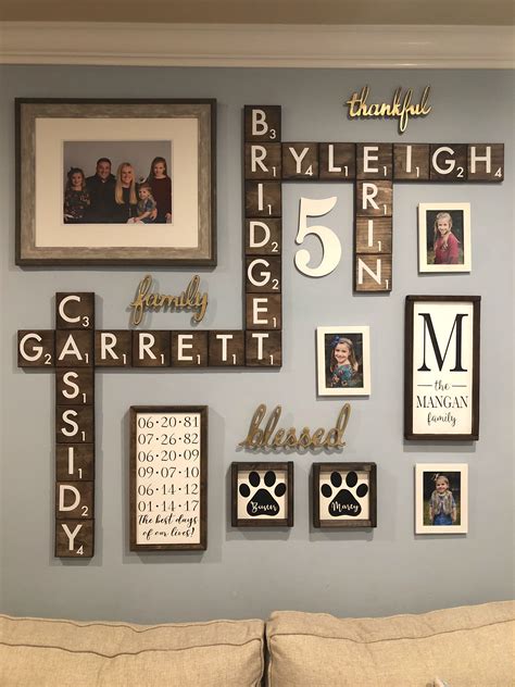 Scrabble Tile Gallery Wall | Family wall decor, Decor, Family pictures on wall