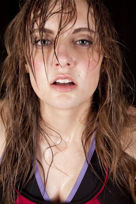 Woman Sweat Serious Look Stock Image Image Of Adult 25398037