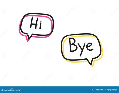 Handwritten Lettering Illustration Hi Bye Vector Greeting And Goodbye
