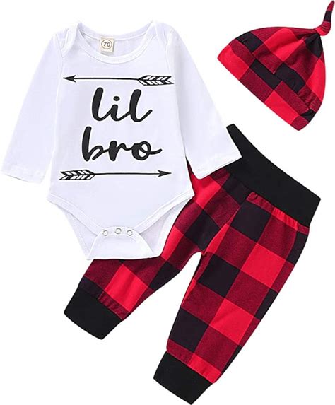 3pcs Outfit Set Newborn Baby Boy Clothes Little Brother