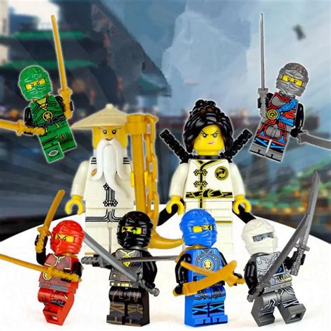 8pcs Ninja Figure Set Jay Kai Zane Lloyd Nya Ninjagoed Model Building Blocks Kits Brick Toys For