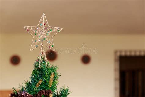 Pretty Christmas Star On Top Of A Christmas Tree Stock Photo Image Of