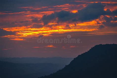 Sunset At Loei Province Phu Kradueng National Park Thailand Landscape