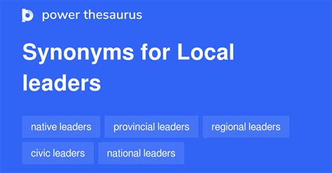 Local Leaders Synonyms 112 Words And Phrases For Local Leaders