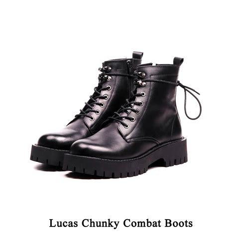 Giày Boots Nam Da Bò Storm Chunky Combat Boots Lucas Shoes