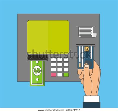 Street Atm Machine Hand Inserting Credit Stock Vector Royalty Free