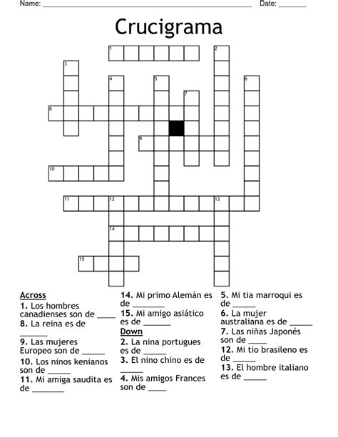 Crucigrama Crossword Wordmint