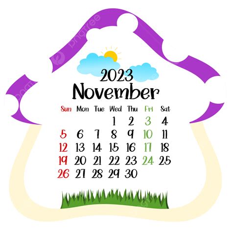 Calendar November Vector Art Png Mushroom 2023 Calendar November 2023