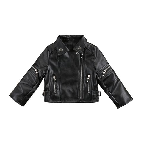 Toddler Kids Baby Girl Fashion Motorcycle Pu Leather Jacket Biker Coat