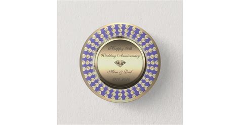 Gold Diamonds Violet 50th Wedding Anniversary Button Zazzle