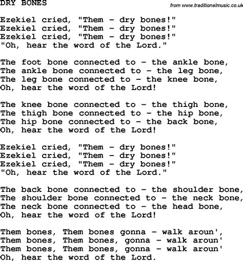 Country Southern And Bluegrass Gospel Song Dry Bones Lyrics